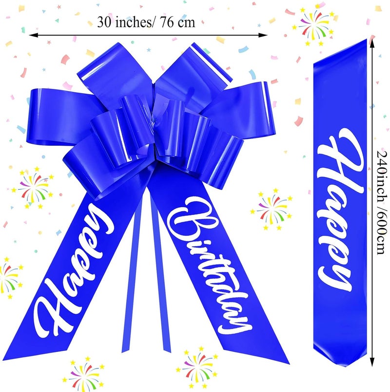 Datanly Happy Birthday Big Car Bow 30 Inch Giant Bow for Car Big Birthday Gift Wrapping for Large Gift Decoration(Blue) - Image 3